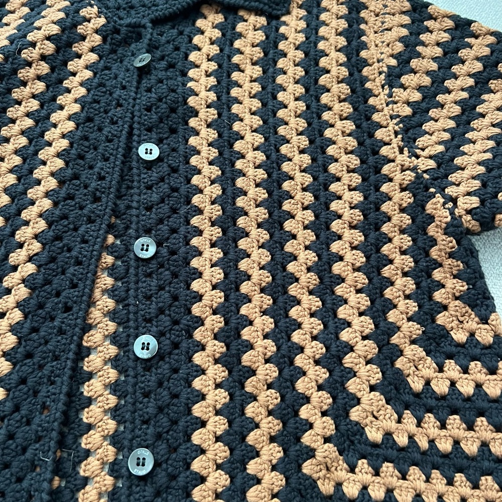 Black and Beige Crochet Sweater